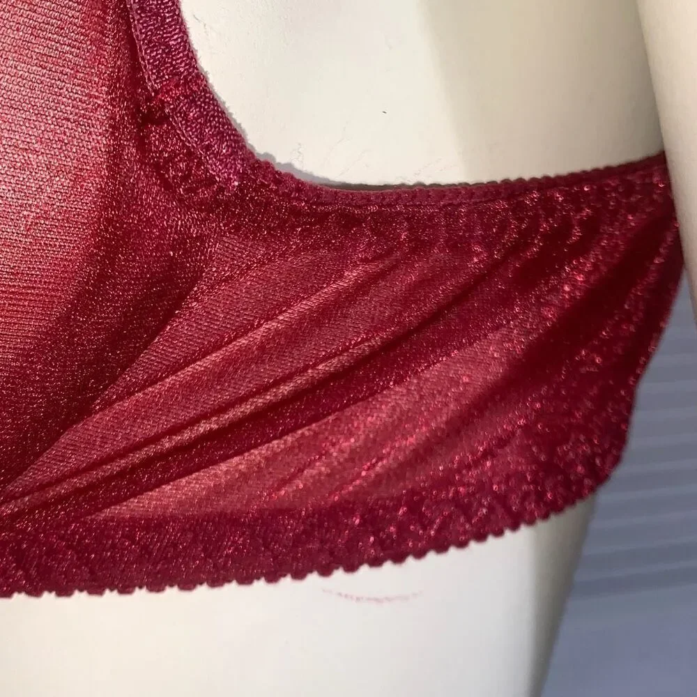VICTORIA'S SECRET Vintage‎ 1997 Sheer Unpadded Bra Underwire Red Shimmer 34B